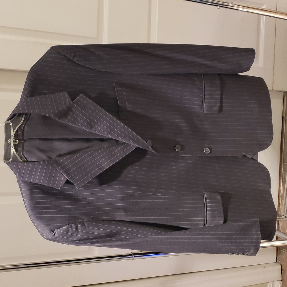 Men's Dark Gray Pinstripe Blazer by Vittorio St. Angelo